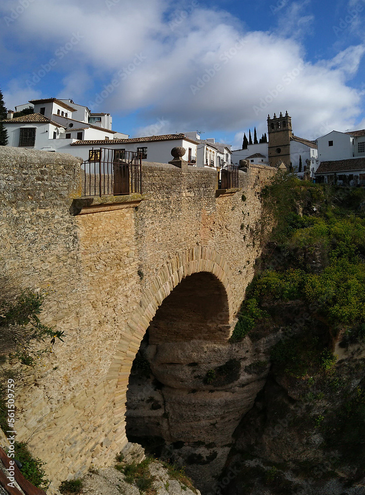 Old Christian Bridge -17th century- in the historic city of Ronda. Malaga. Spain.