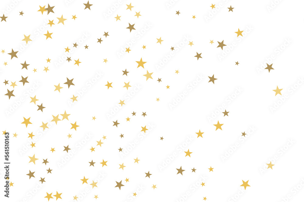 Star confetti. Gold casual confetti background. Bright design pattern.