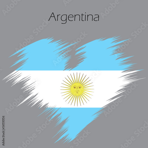 Argentina flag in the shape of a heart, the concept of peace love travet vector