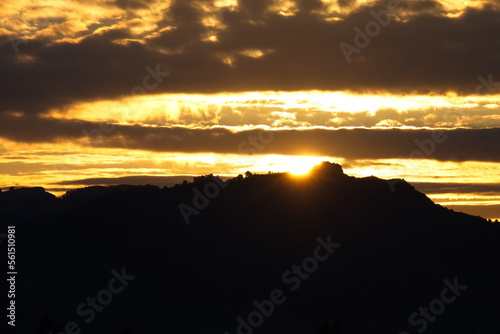 Fototapeta Naklejka Na Ścianę i Meble -  Spectacular and colorful sunrise on the horizon in Murcia	