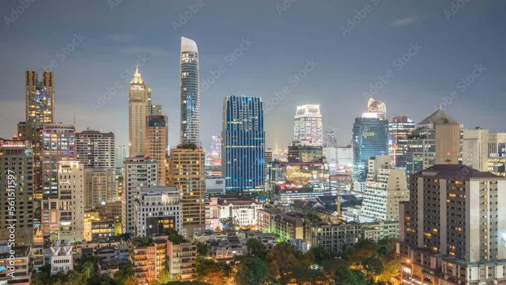Bangkok city skyline night timelapse at Bangkok downtown, Thailand 4K time lapse Bangkok city skyline night timelapse at Bangkok downtown, Thailand 4K time lapse