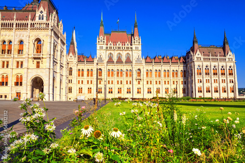 City landscape - view of the Hungarian Parliament Building in the historical center of Budapest, in Hungary