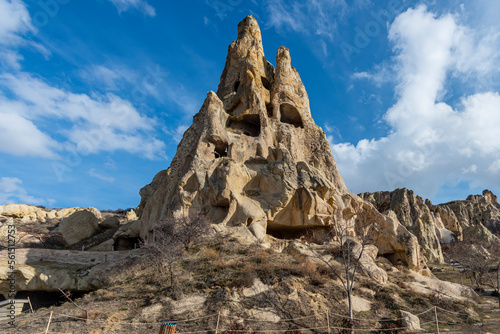 mountain texture and settlements in Cappadocia