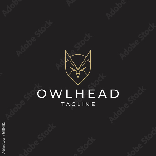 Owl head logo design vector template