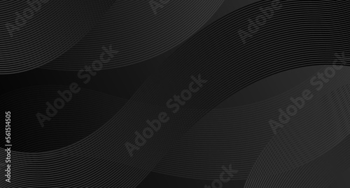 Abstract black vector background with stripes. Abstract black gradient background. Shiny black texture. Vector illustration