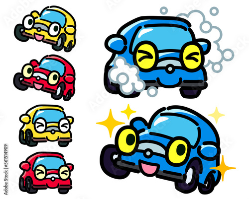 車のキャラクター　洗車