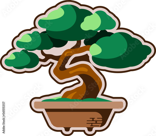 Illustration of a cute bonsai tree 