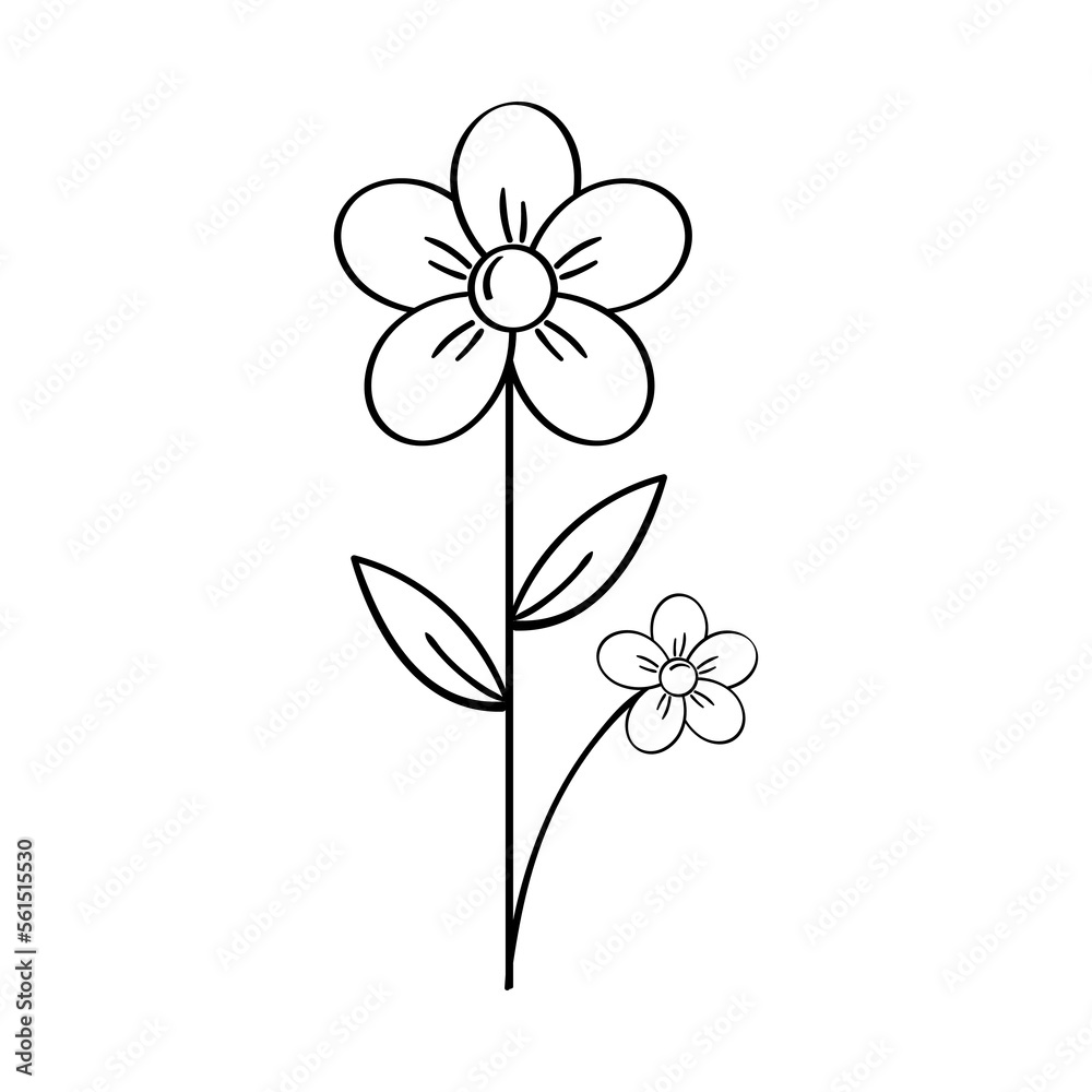 Hand Drawing Leaves and Flower Element