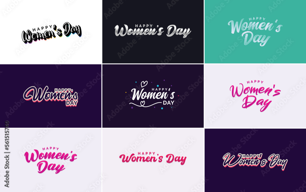 Set of Happy International Woman's Day signs. emblems. and vector design elements. including signs. labels. and badges collection suitable for use in a variety of designs