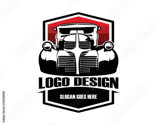 1940 dodge pickup logo premium. front view in stylish style isolated on white background. Best for logo concept badge, emblem, icon, sticker design and truck industry.