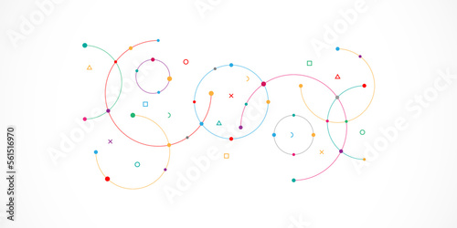 Abstract geometric background with plexus circles. Vector illustration of minimalistic design