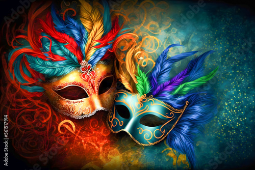 Venetian carnival mask. Background. Illustration. Generative AI
