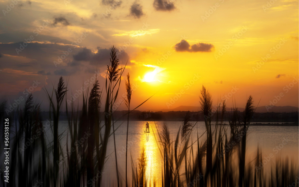 Fototapeta premium sunset over the lake