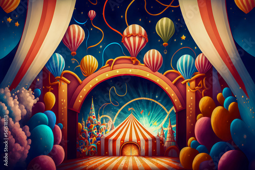 Party, circus background. Generative AI photo