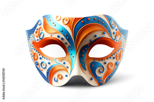 Venetian carnival mask isolated on white background. Illustration. Vector illustration. With decorations. Generaive AI © Stefano Astorri