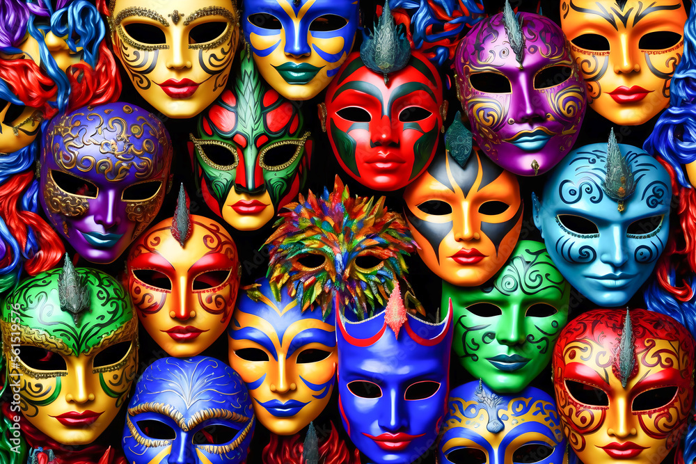 Venetian carnival mask. Background. Illustration. Generative AI
