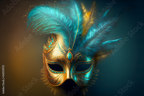 Venetian carnival mask. Fashion. Bookeh. Illustration. Generative AI