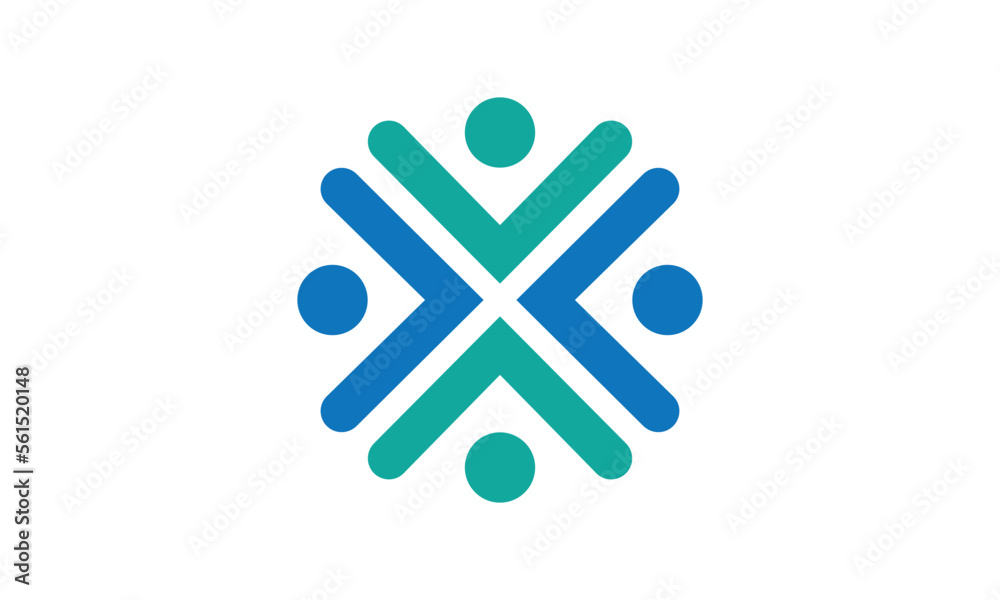 Obraz premium Social relationship logo and icon. Concept of Teamwork and Great work logo design 