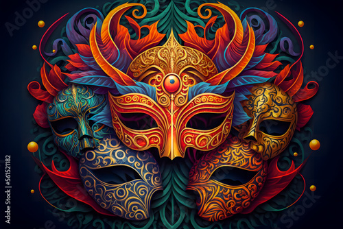 Venetian carnival mask. Fashion. Illustration. Generative AI
