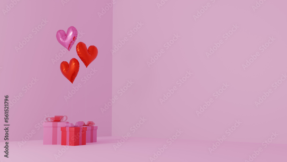 pink heart balloon gift background
