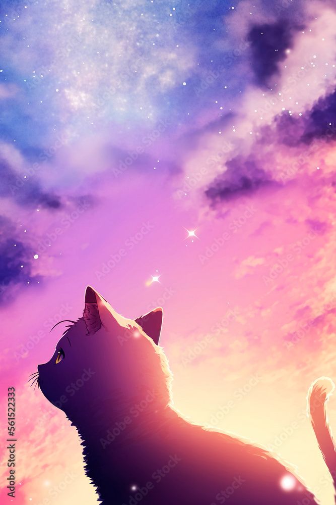 Anime Girl And Cat At Sunset Live Wallpaper - WallpaperWaifu