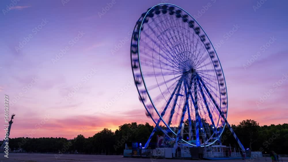 TImelapse Grande roue bordeaux coucher soleil 4K TImelapse Grande roue bordeaux coucher soleil 4K