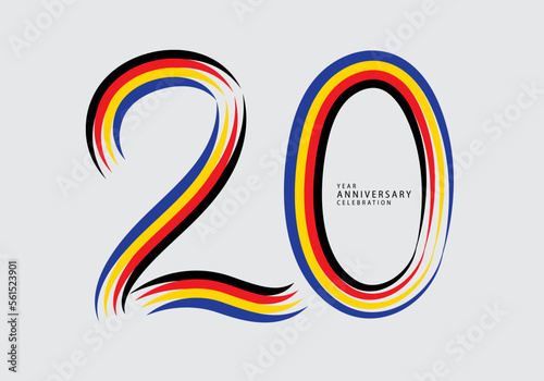 20 years anniversary celebration logotype colorful line vector, 20th birthday logo, 20 number, Banner template, vector design template elements for invitation card and poster. number design vector