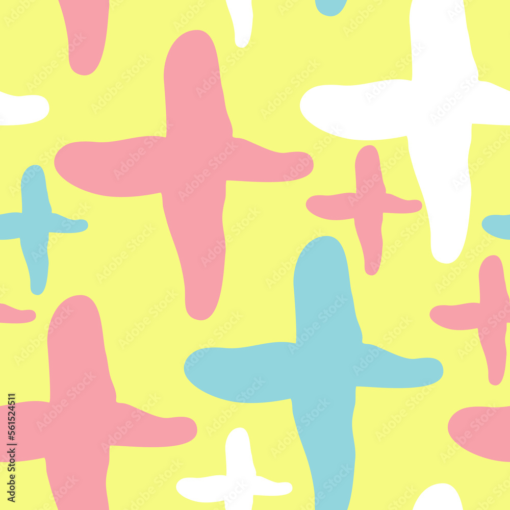 Obraz premium Stars seamless pattern for wrapping, digital paper, wallpaper, fabric print, textile design. Simple silhouette shape of shining star decorative element for kids, baby, children, sport.