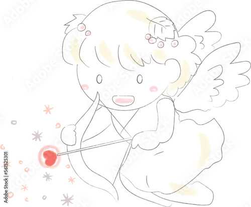 ハートの弓を持っている天使のイラスト1　バレンタイン