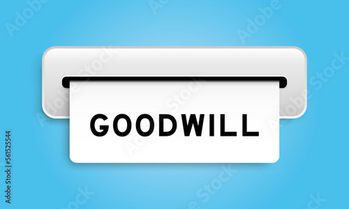 White coupon banner with word goodwill from machine on blue color background