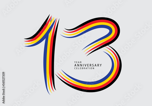 13 years anniversary celebration logotype colorful line vector, 13th birthday logo, 13 number, Banner template, vector design template elements for invitation card and poster. number design vector