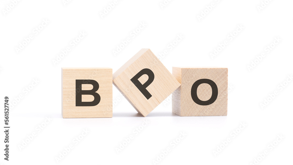 BPO - acronym from wooden blocks with letters, Business Process Outsourcing concept, top view on white background BPO - acronym from wooden blocks with letters, Business Process Outsourcing concept, top view on white background