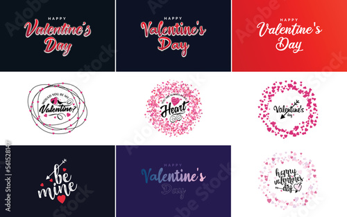 Happy Valentine s Day banner template with a romantic theme and a pink and red color scheme