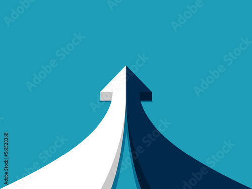 Mergers for growth. Two arrows merge together. business concept vector illustration