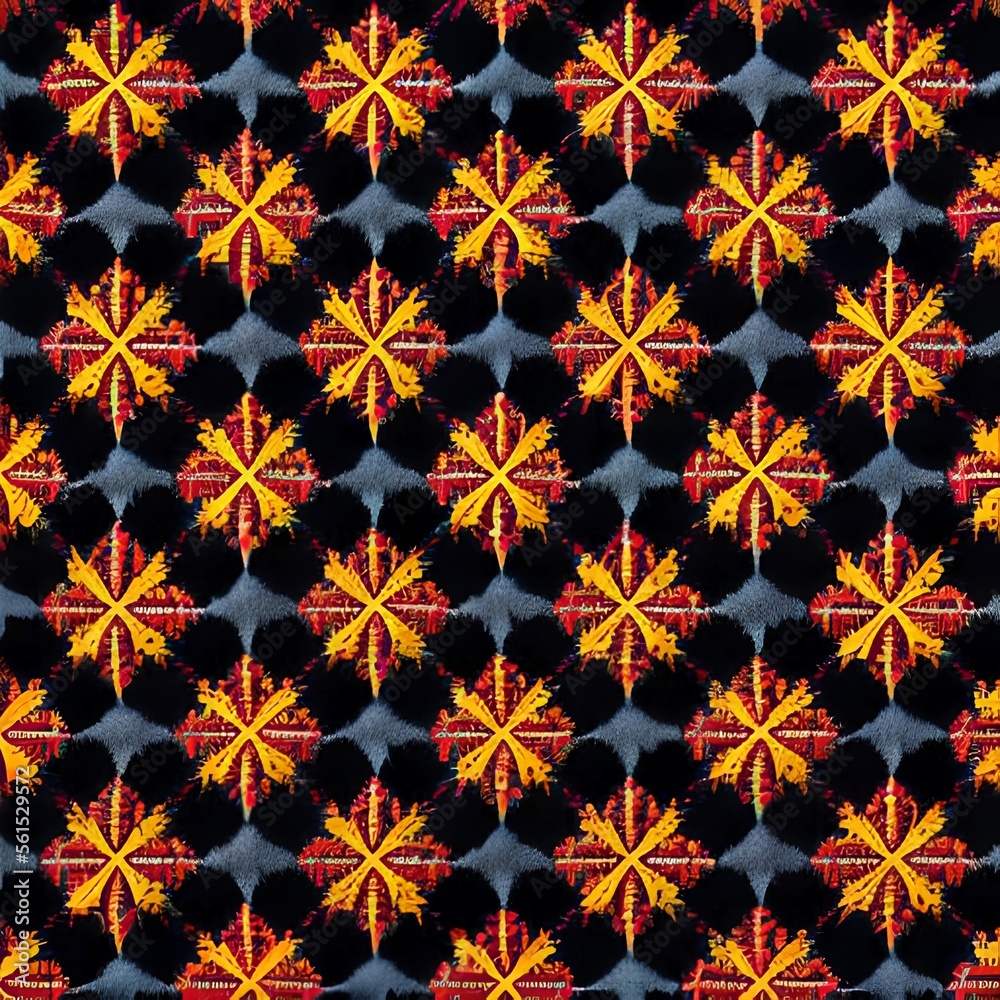 seamless floral pattern, fabric pattern with dark blue and orange and red color seamless floral pattern, fabric pattern with dark blue and orange and red color