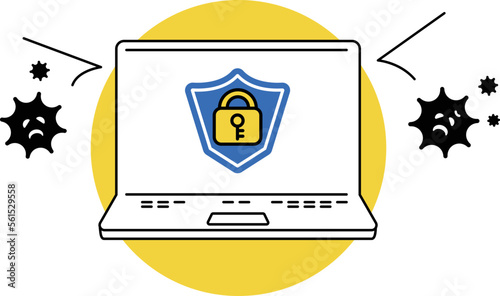 Virus infection of computer. Security warning. Virus and hacking measures. Internet trouble. Protection of personal data. Safe security measures.