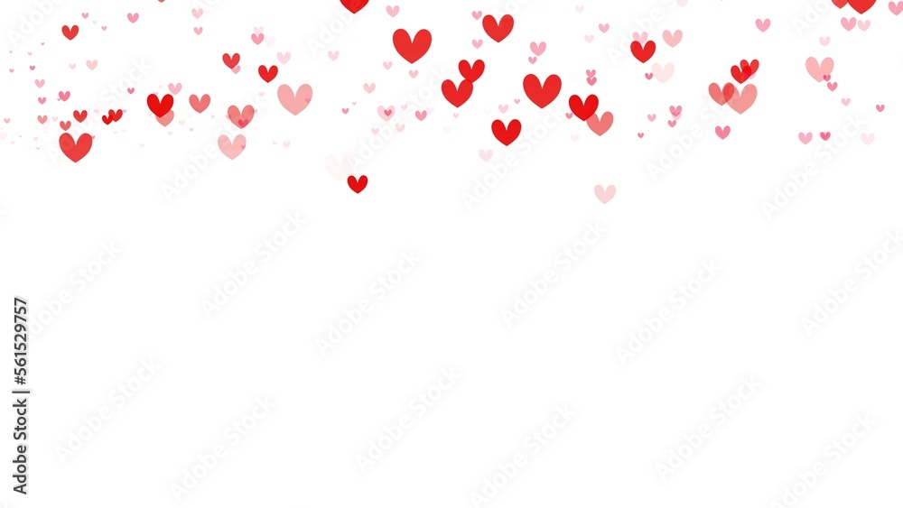 Abstract background with red heart shape bokeh on white background with copy space for text , in valentine's day , illustration 