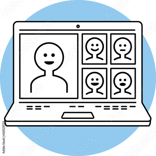 Work remotely on your computer. Study or meet online. video conferencing. Work from home or anywhere. new way of working. flat design.