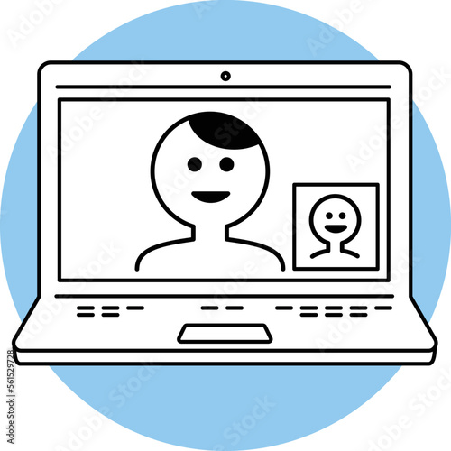 Work remotely on your computer. Study or meet online. video conferencing. Work from home or anywhere. new way of working. flat design.