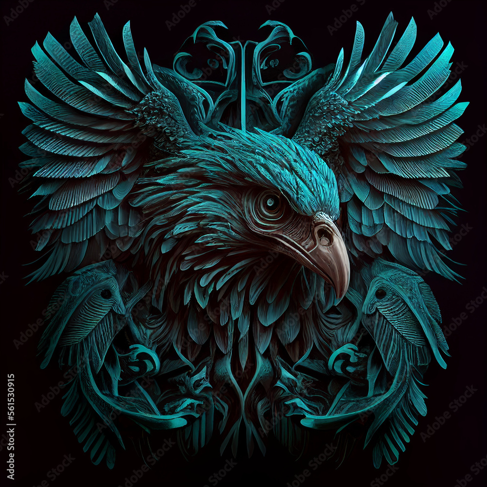 Fototapeta premium Dark Cosmic Horror Green Eagle