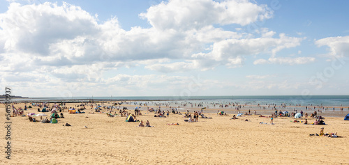 Margate, Kent, united kingdom, august 24 2022  Visitors flock to Margate's beach during the unusual heatwave in Britain.Margates Main sands have been awarded a blue flag for high standards photo