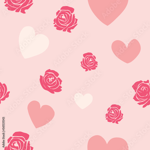 Seamless background with hearts and flowers valentine
