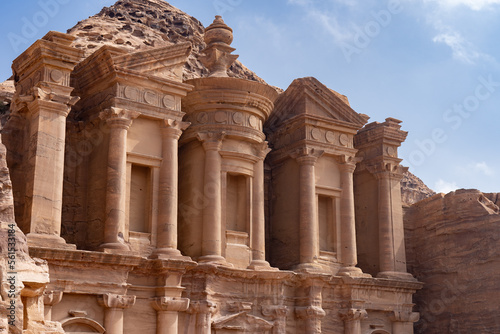 Monastery temple in Petra Jordan. Travel, vacation and tourism concept 
