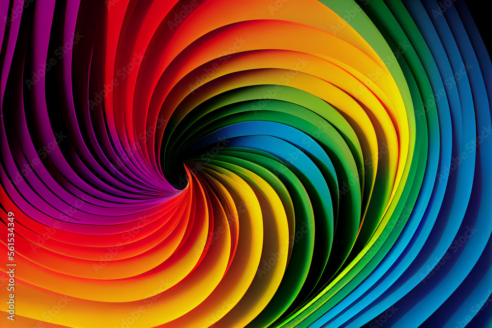 Abstract colorful background. Rainbow spiral. Paper effect. Generated AI image Abstract colorful background. Rainbow spiral. Paper effect. Generated AI image