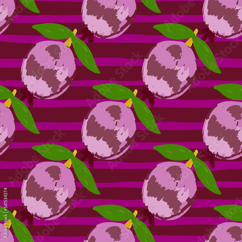 Hand drawn pomegranate fruit seamless pattern. Botanical fruits wallpaper.