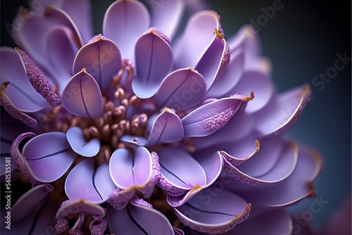 Foto a close up of a purple flower with lots of petals on it's petals and petals on the petals are purple and yellow, and the petals are very large and purple, with a