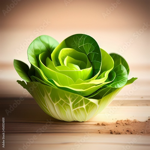 Single fresh lettuce head photo