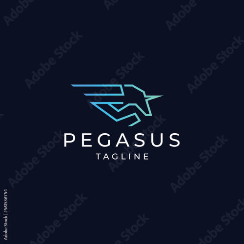Pegasus logo design icon vector