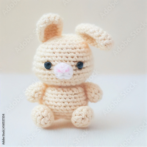 cute amigurumi crochet rabbit easter bunny toy in cream wool © Ricky