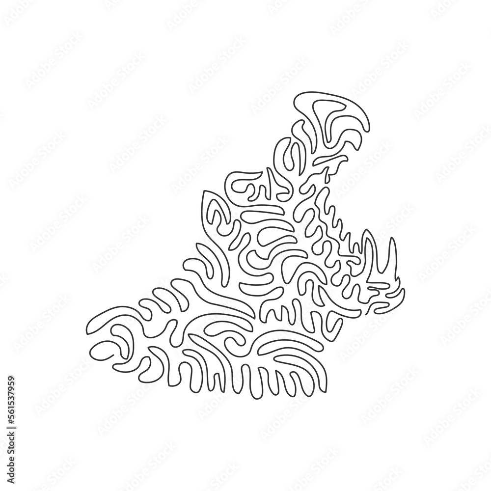 Single swirl continuous line drawing of yawn hippopotamus abstract art. Continuous line draw graphic design vector illustration style of aggressive hippo for icon, sign, minimalism modern wall decor Single swirl continuous line drawing of yawn hippopotamus abstract art. Continuous line draw graphic design vector illustration style of aggressive hippo for icon, sign, minimalism modern wall decor